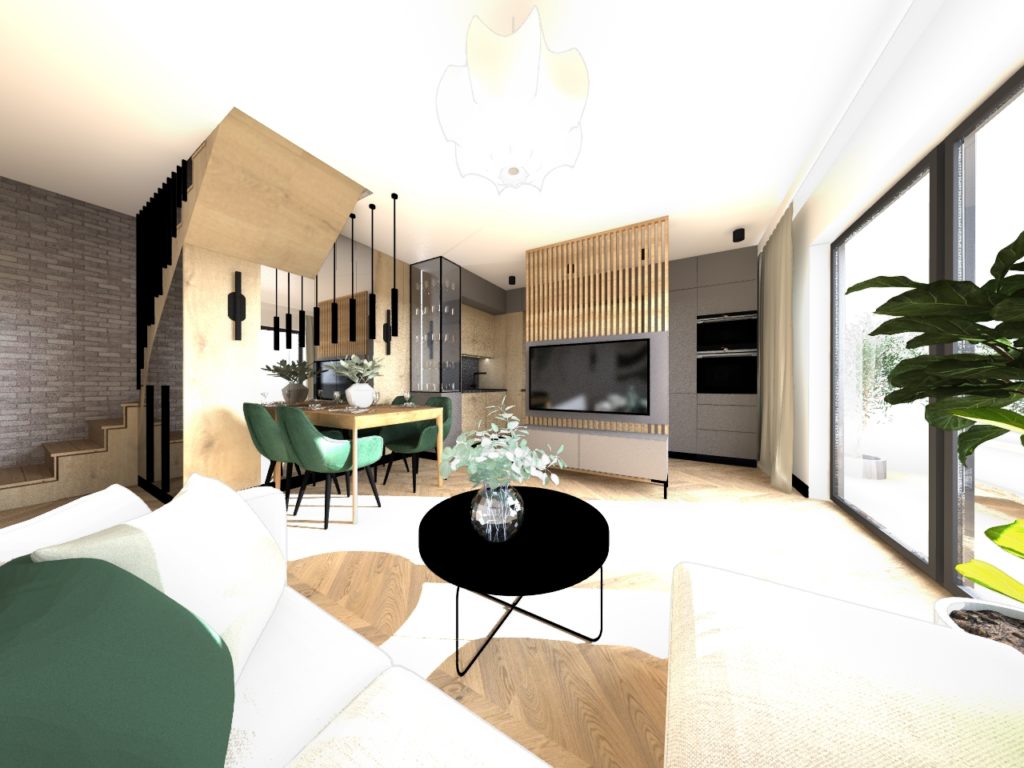 Nowoczesne mieszkanie z zielonym akcentem 01-makarchitekci-projekt-salon